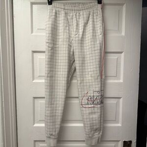 Nike White Grid Pattern Joggers